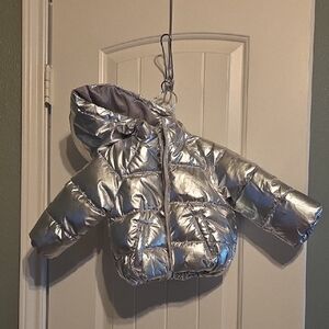 Old Navy Metallic Silver Kids Puffer Jacket